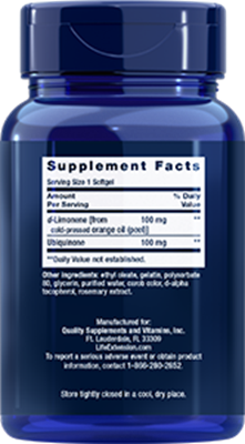 Life Extension Super-Absorbable CoQ10 (Ubiquinone) with d-Limonene 100mg