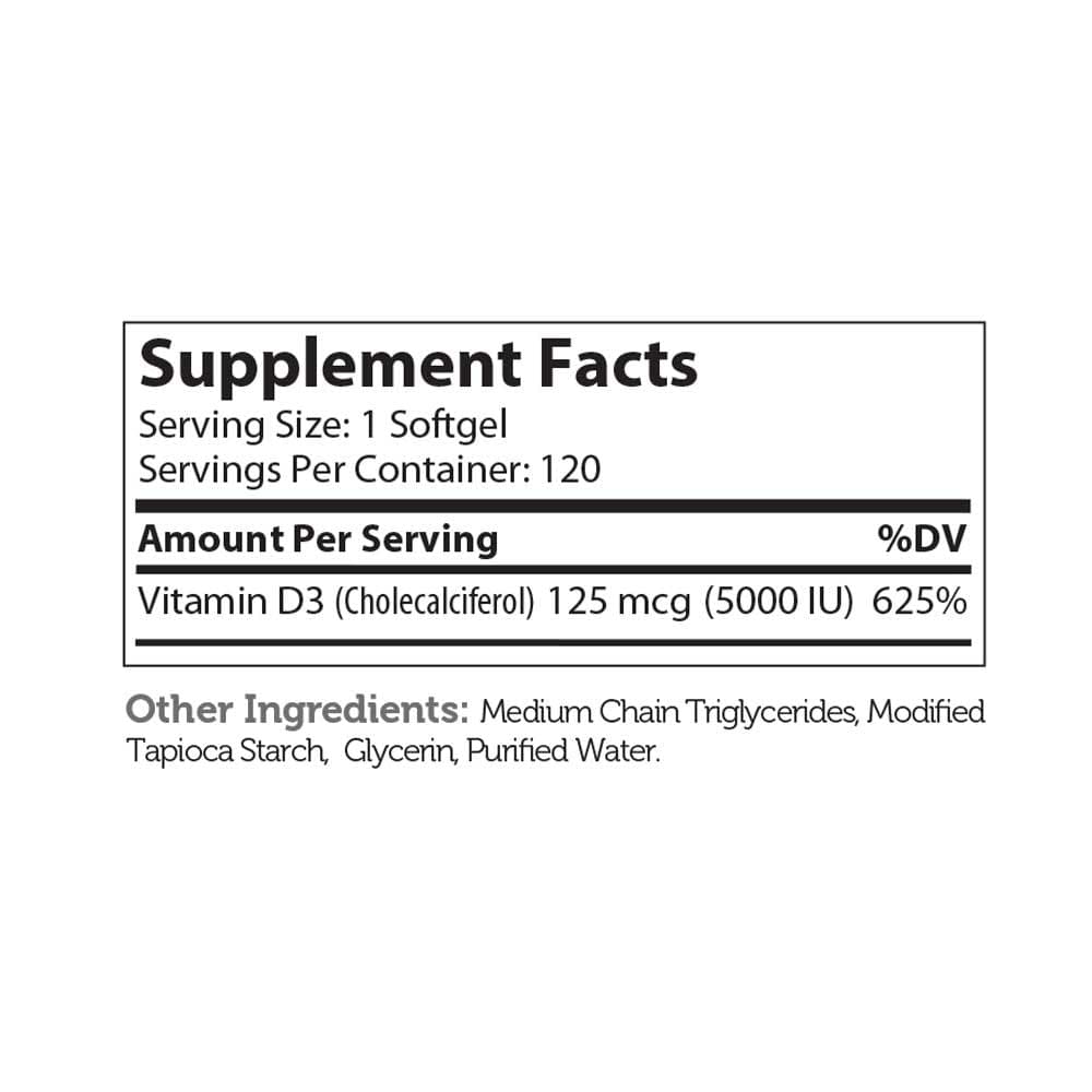 Advanced Nutrition By Zahler Vitamin D3 5000 IU Softgels