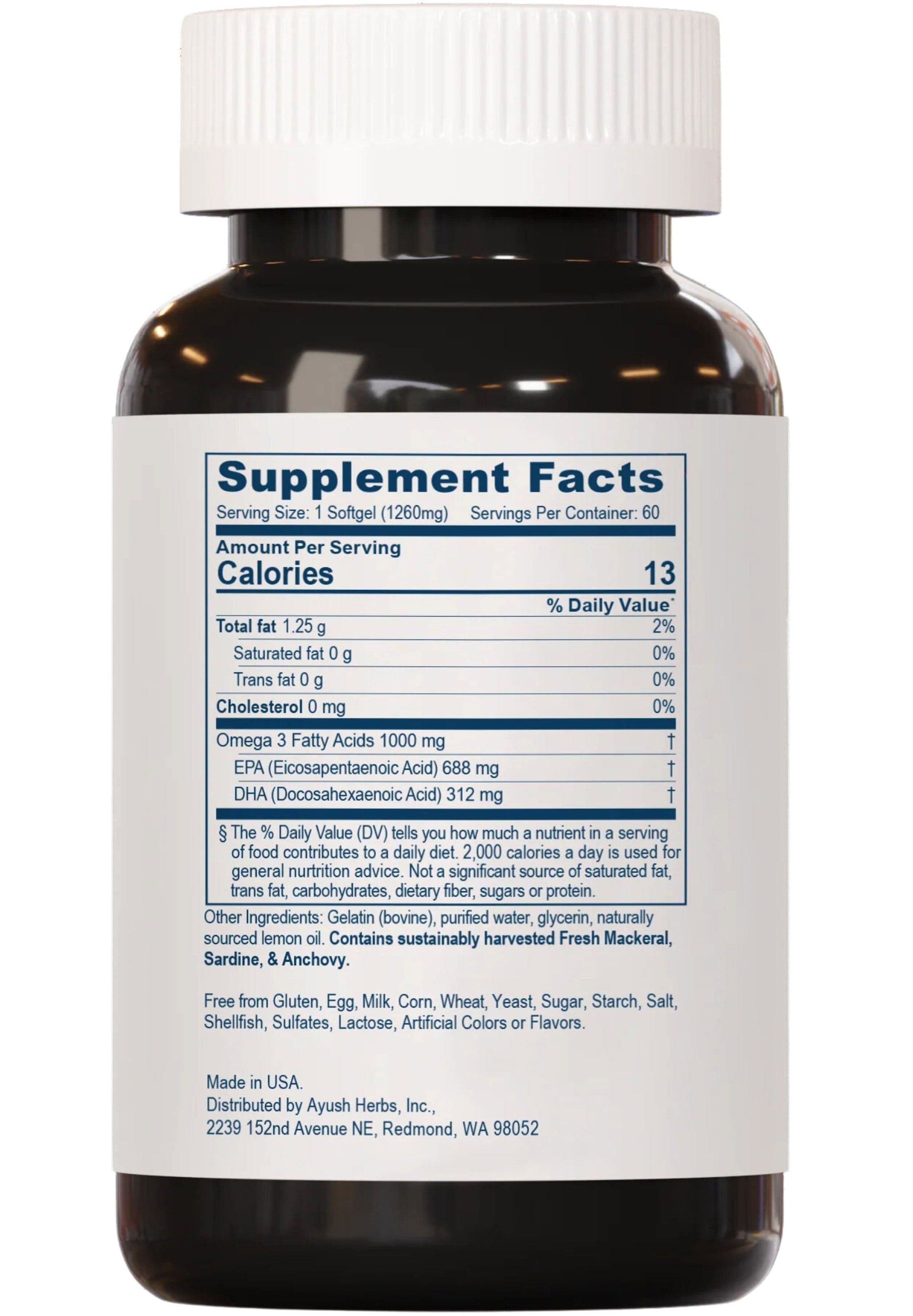 Ayush Herbs High Omega-3 Fish Oil (Formerly High Omega-3 Alaskan Fish Oil)