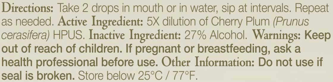 Bach Flower Remedies Cherry Plum