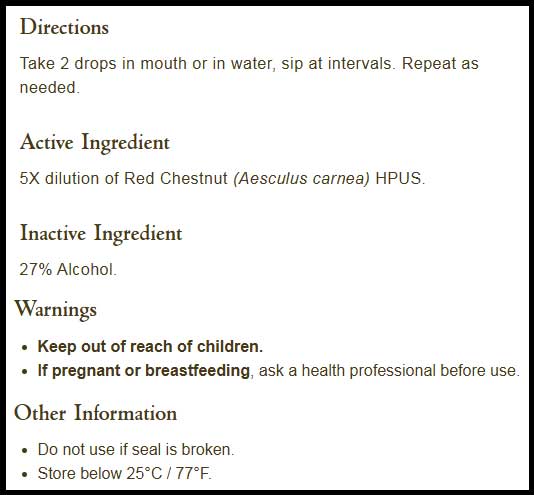 Bach Flower Remedies Red Chestnut