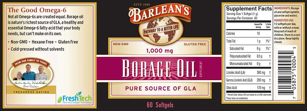 Barlean's Organic Oils Borage Oil 1000 mg Softgels