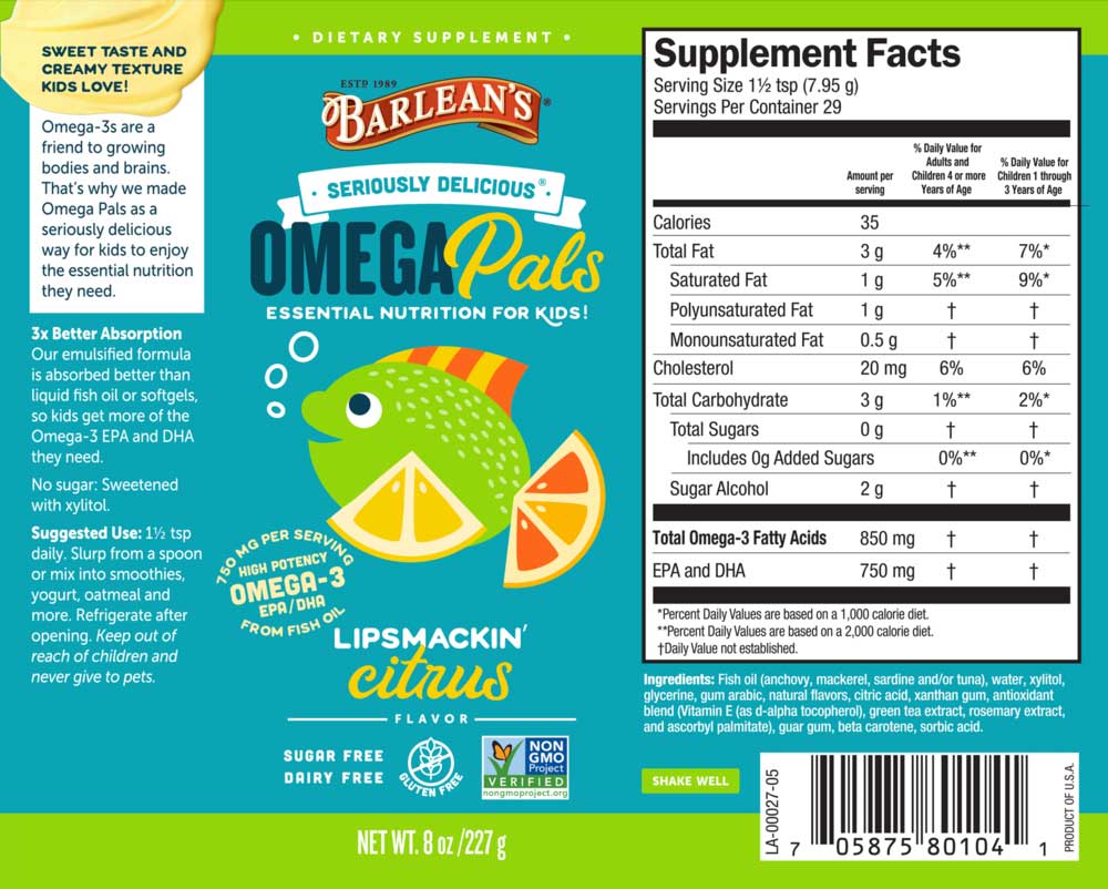 Barlean's Organic Oils Omega Pals Lipsmackin' Citrus