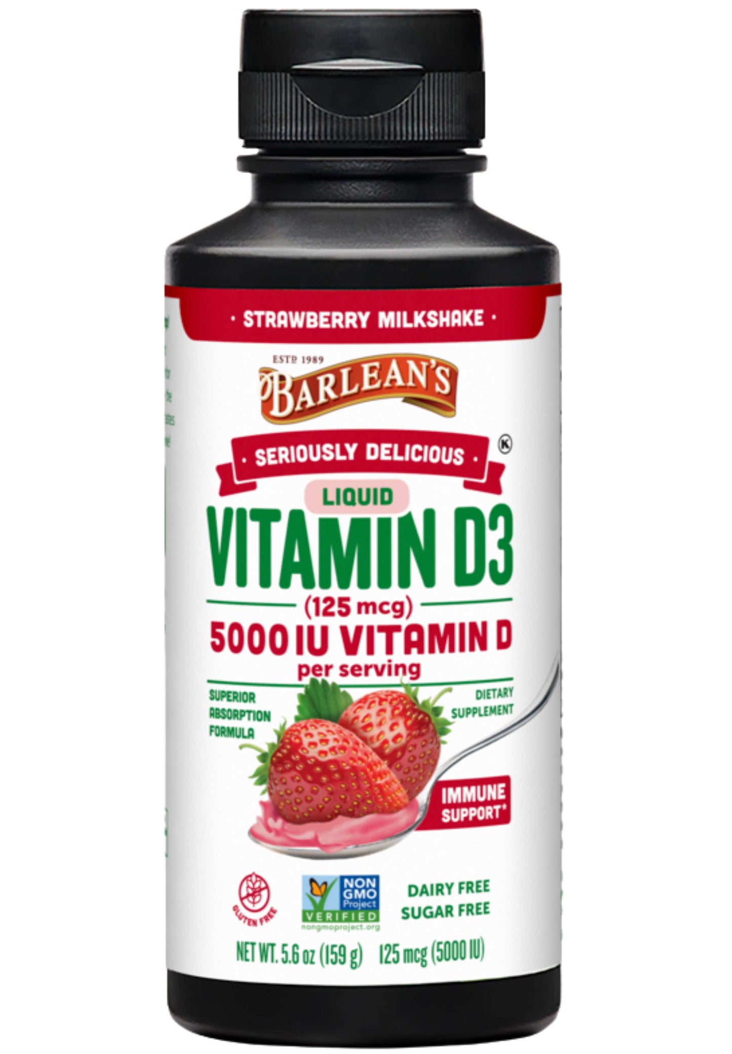 Barlean's Organic Oils Seriously Delicious Liquid Vitamin D3 Strawberry Milkshake