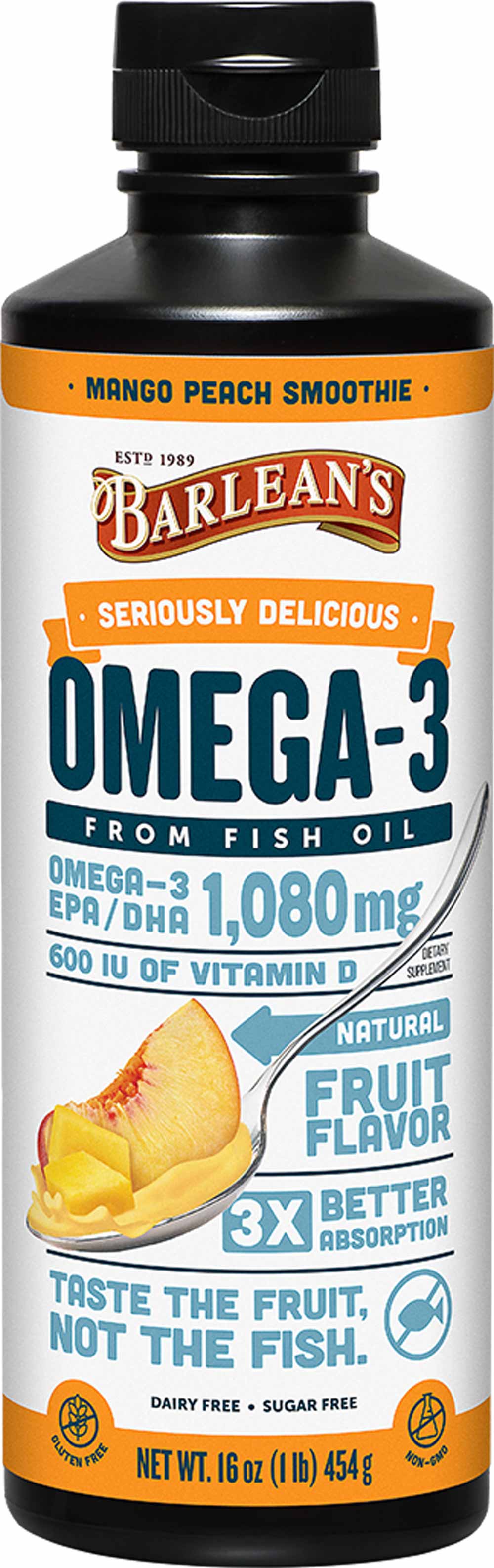 Barlean's Organic Oils Seriously Delicious™ Omega-3 Fish Oil Mango Peach Smoothie