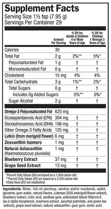 Barlean's Organic Oils Seriously Delicious Omega Pals Hooty Fruity Tangerine Fish Oil + Eye Nutrition