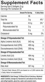 Barlean's Organic Oils Total Omega® 3-6-9 Lemonade Flavor Softgels