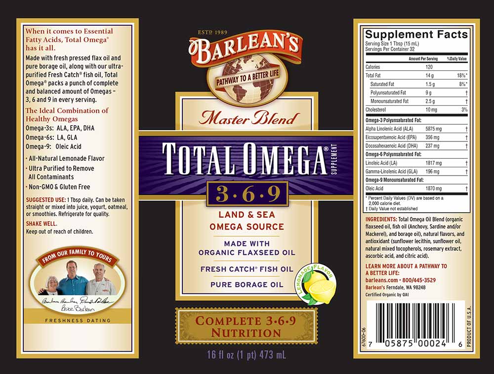 Barlean's Organic Oils Total Omega® 3-6-9 Lemonade