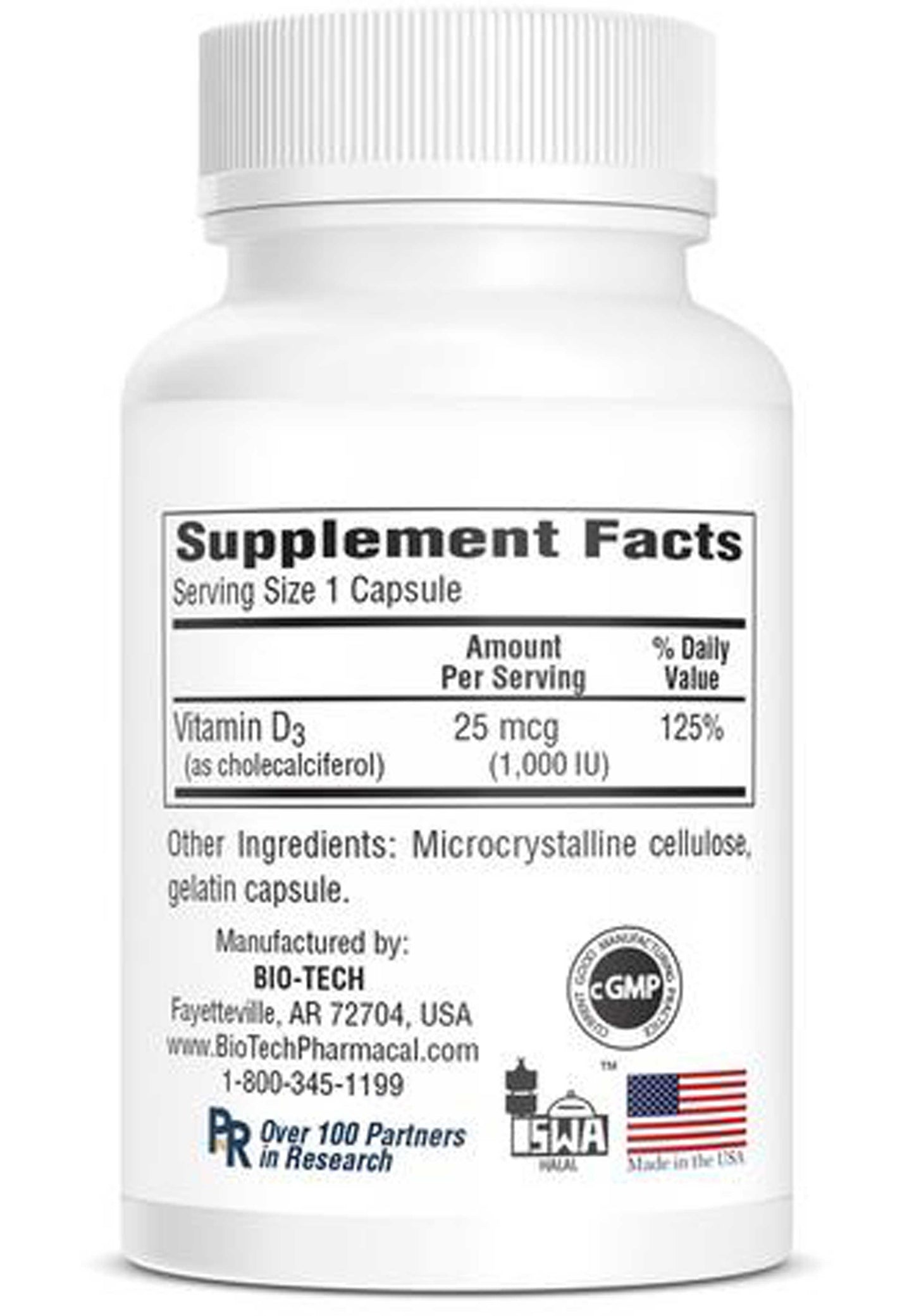 Bio-Tech Pharmacal D3 (1000 IU) 250 caps