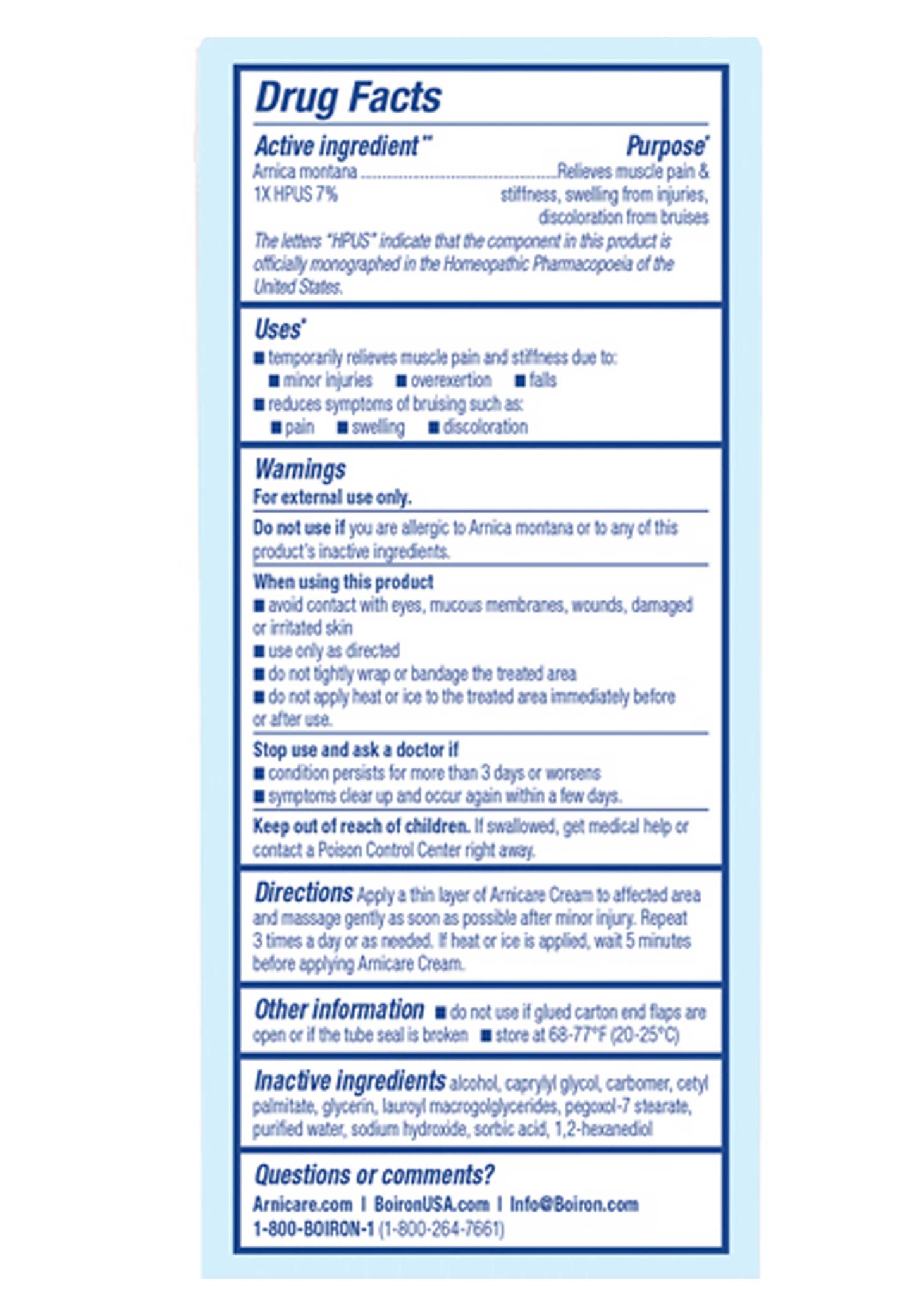 Boiron Homeopathics Arnicare Cream