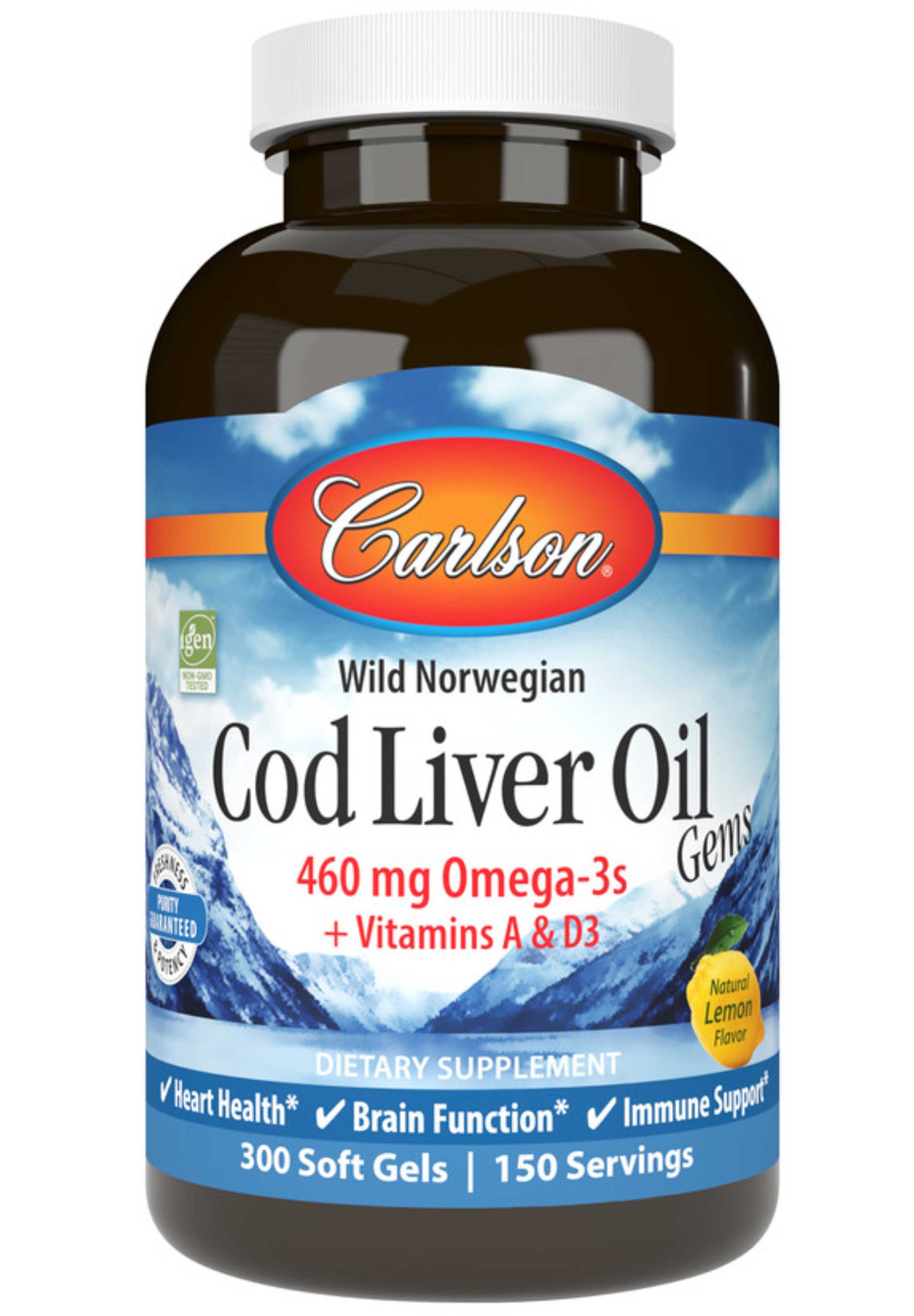 Carlson Labs Cod Liver Oil Gems, Lemon