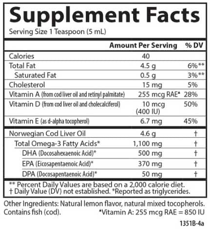 Carlson Labs Cod Liver Oil, Lemon