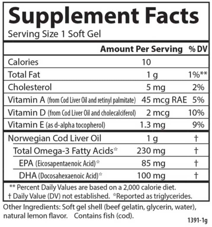 Carlson Labs Cod Liver Oil Gems Low Vitamin A