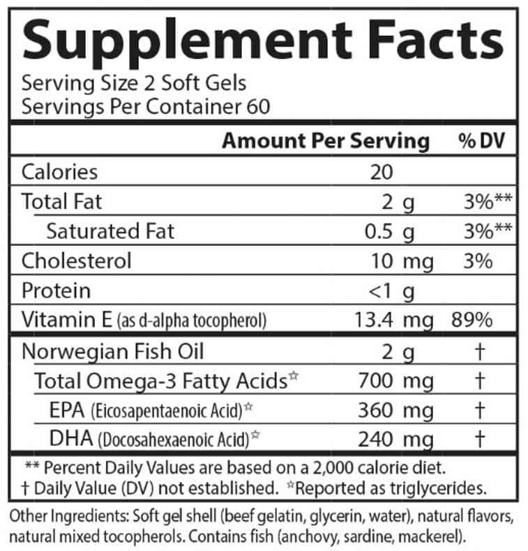 Carlson Labs The Very Finest Fish Oil 700 mg Omega-3s, Orange
