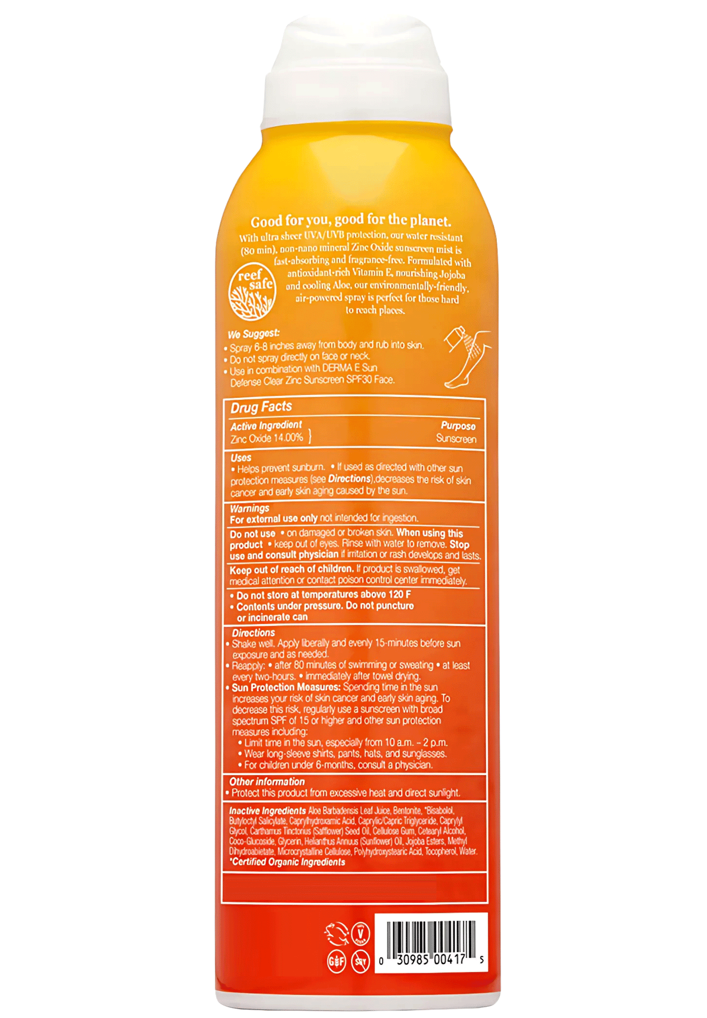 DermaE Natural Bodycare Ultra Sheer Mineral Sunscreen Mist