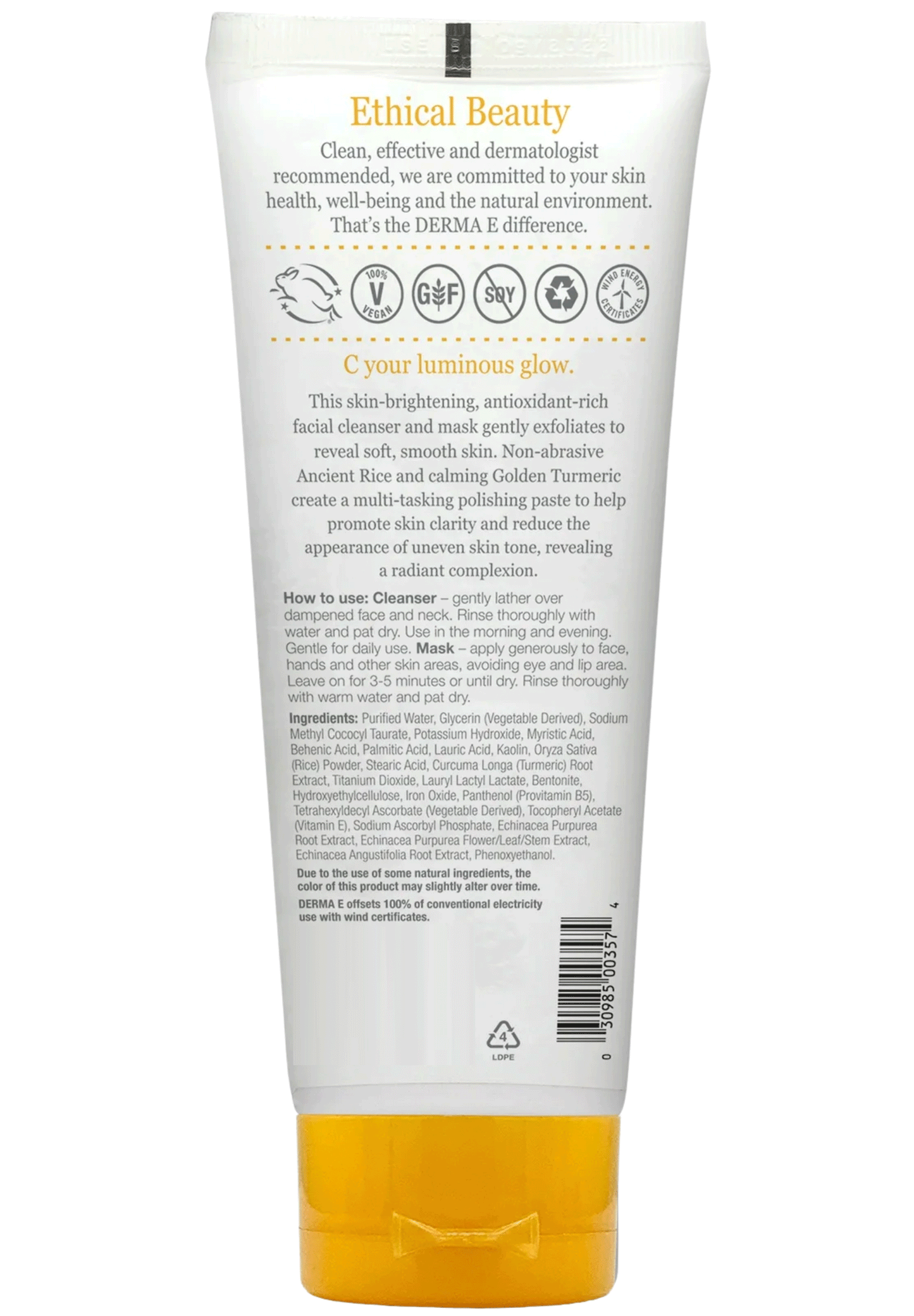 DermaE Natural Bodycare Vitamin C Gentle Daily Cleansing Paste