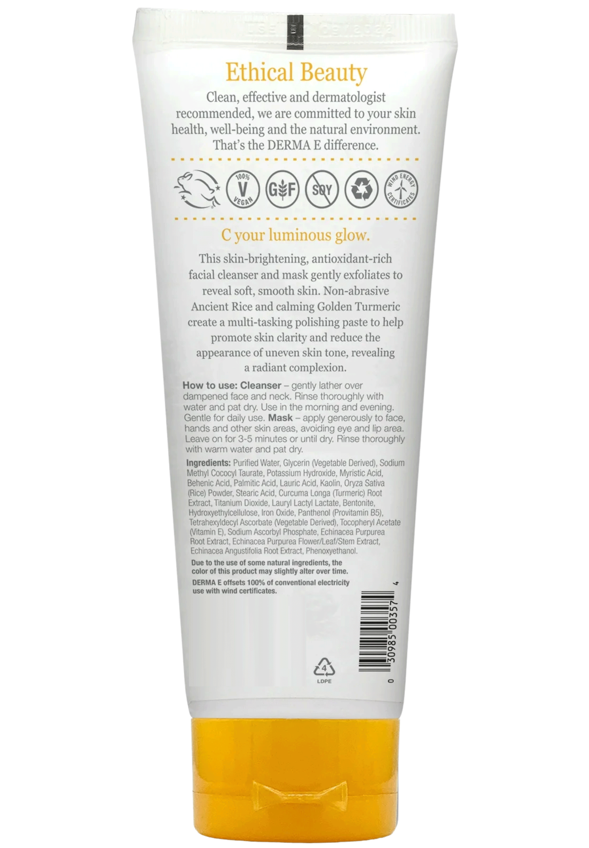 DermaE Natural Bodycare Vitamin C Gentle Daily Cleansing Paste