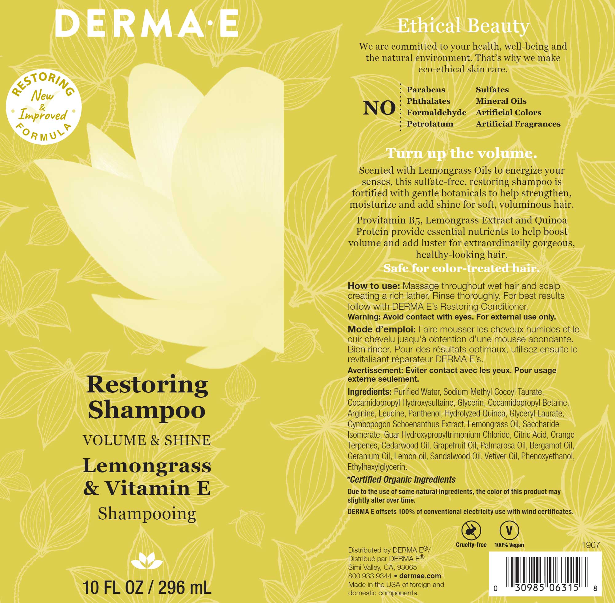 DermaE Natural Bodycare Volume & Shine Restoring Shampoo