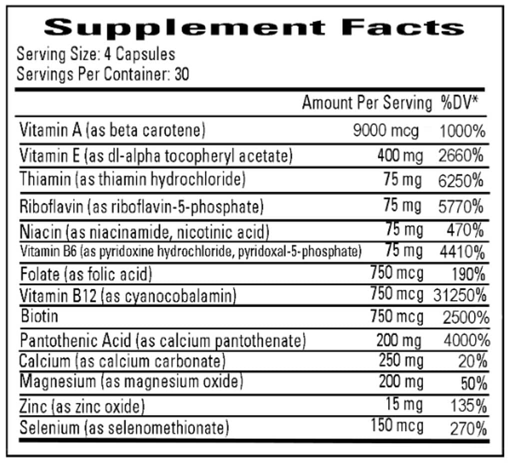 Ecological Formulas/Cardiovascular Research Hypomultiple without Copper and Iron