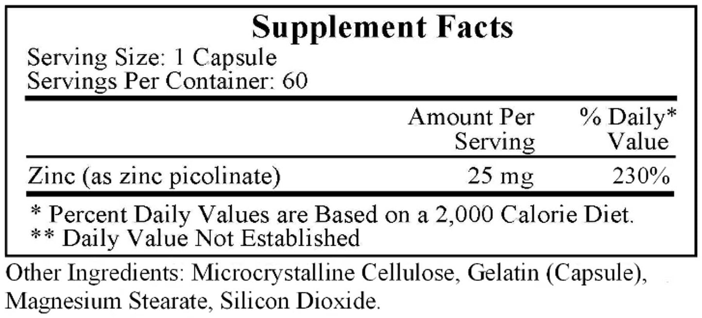 Ecological Formulas/Cardiovascular Research Zinc Picolinate 25mg