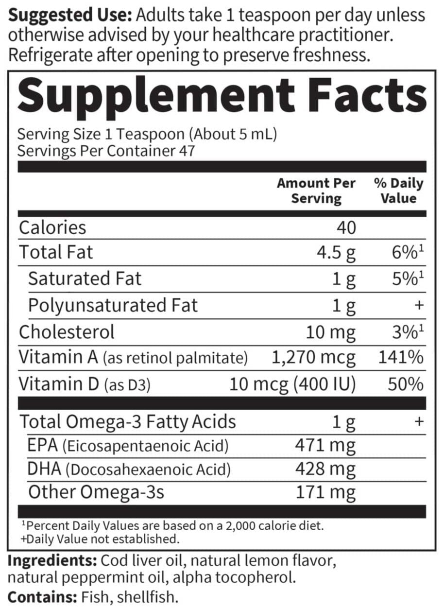 Garden of Life Olde World Icelandic Cod Liver Oil Lemon Mint