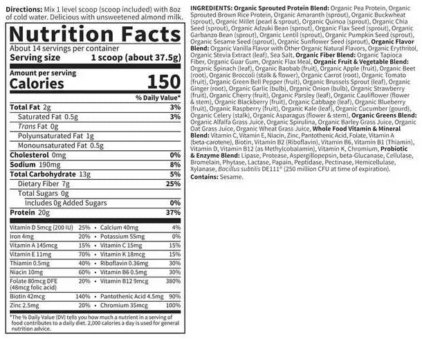 Garden of Life Raw Organic Meal Vanilla