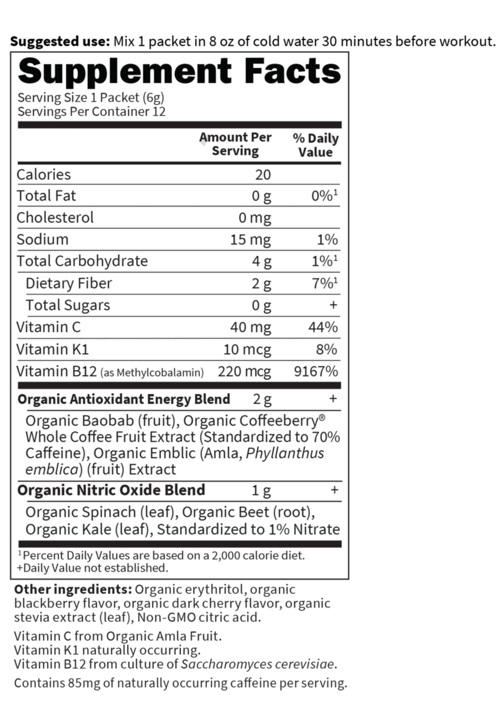 Garden of Life SPORT Organic Plant-Based Energy + Focus Blackberry