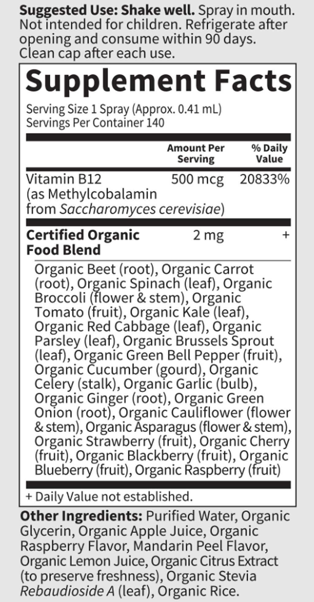 Garden of Life Organics B-12 Organic Spray