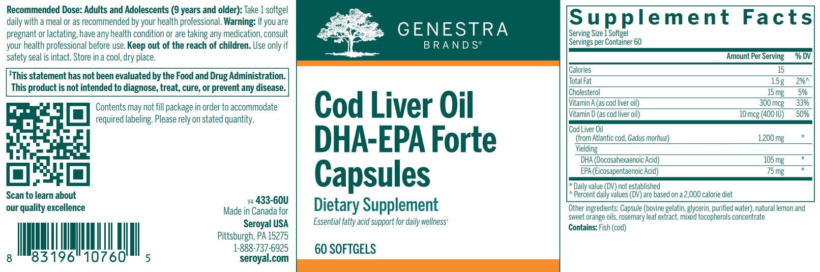 Genestra Brands Cod Liver Oil DHA-EPA Forte Capsules