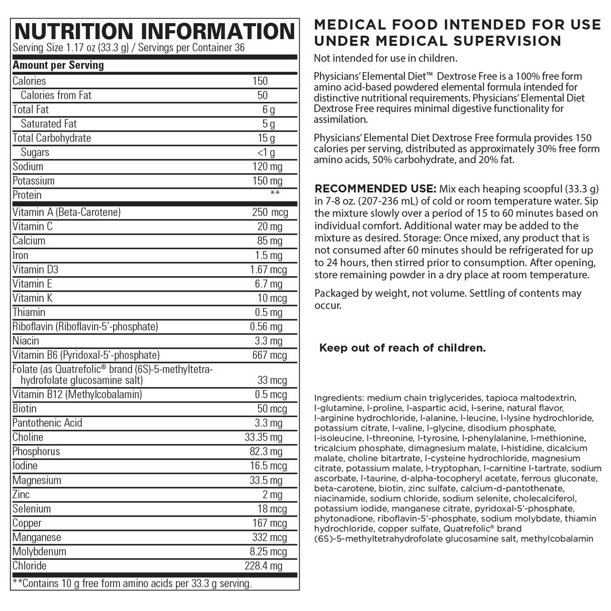 Integrative Therapeutics Physicians’ Elemental Diet Dextrose Free