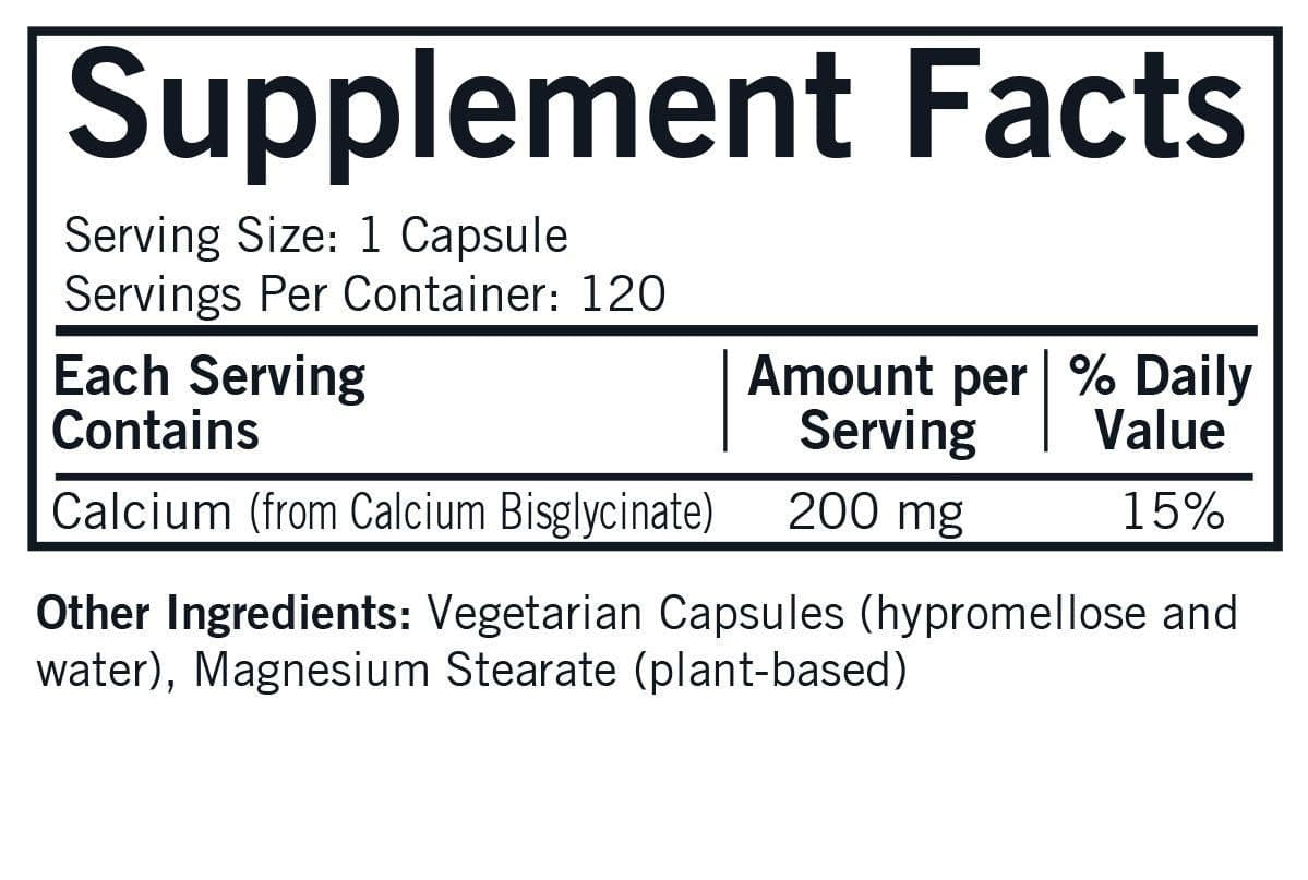 Kirkman Calcium Bisglycinate Chelate 200 mg (without Vitamin D-3)