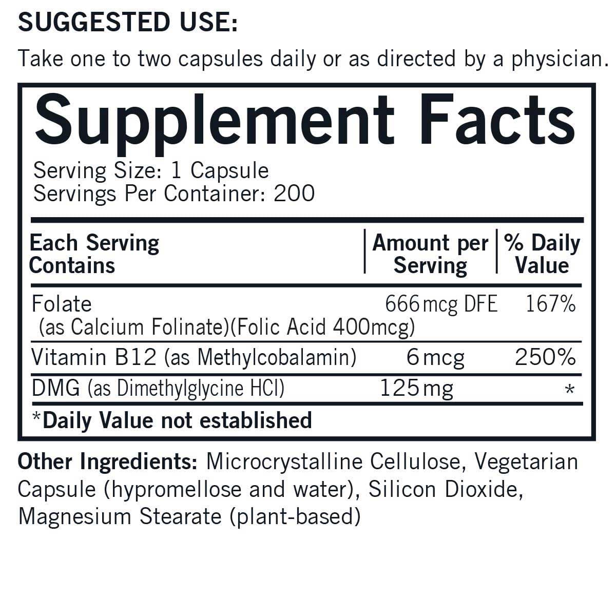 Kirkman DMG 125mg with Folate & Methy B12 (Formerly DMG (Dimethylglycine) with Folinic Acid & Methyl B-12)