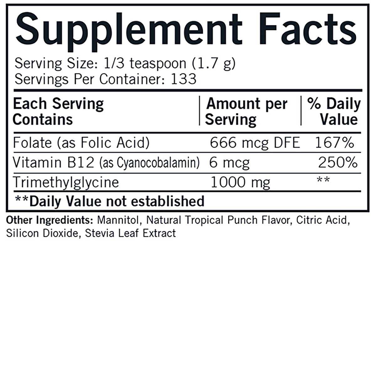 Kirkman TMG (Trimethylglycine) with Folic Acid & B12 Powder