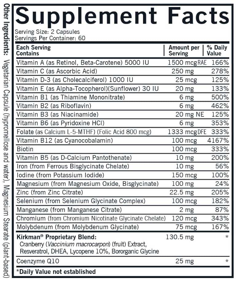Kirkman Women's Multivitamin & Mineral with 5-MTHF