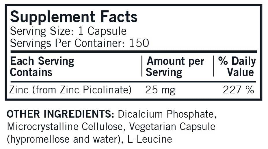 Kirkman Zinc Picolinate 25 mg