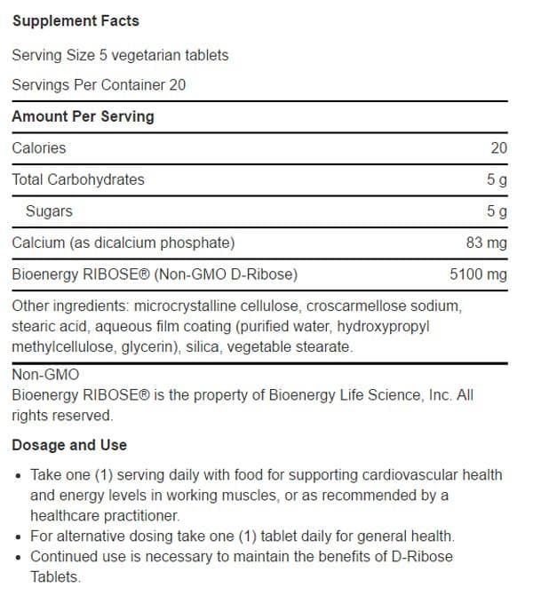 Life Extension D-Ribose Tablets