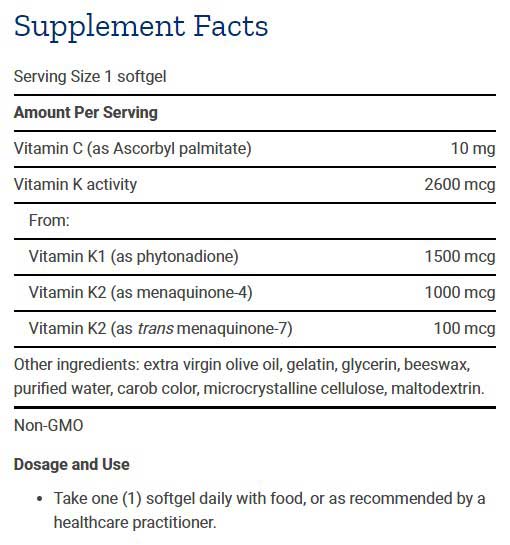Life Extension Super K (Two Forms of K2 Plus K1)