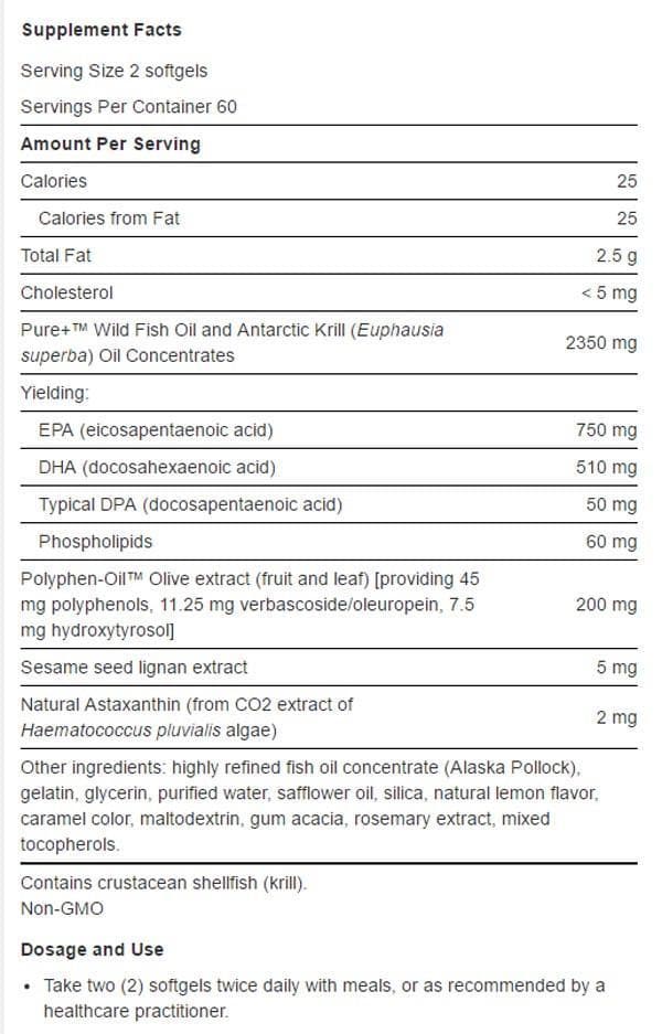 Life Extension Super Omega-3 Plus EPA/DHA with Sesame Lignans, Olive Extract, Krill & Astaxanthin