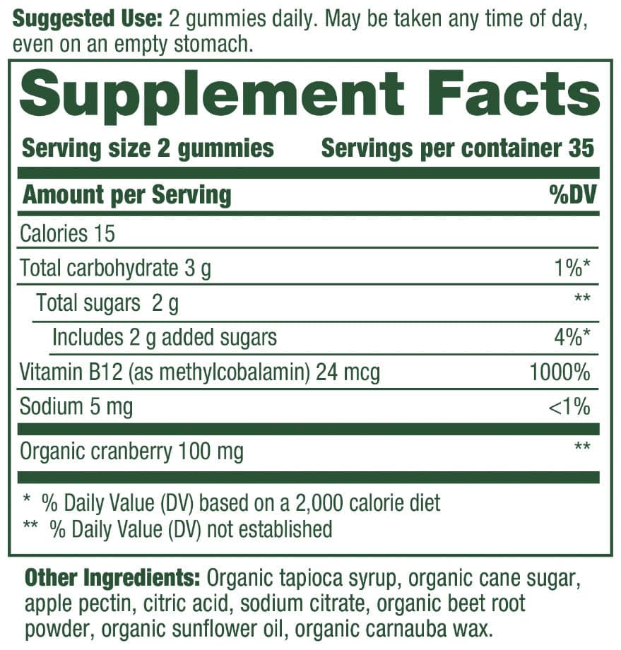MegaFood B12 Energy Gummies - Cranberry