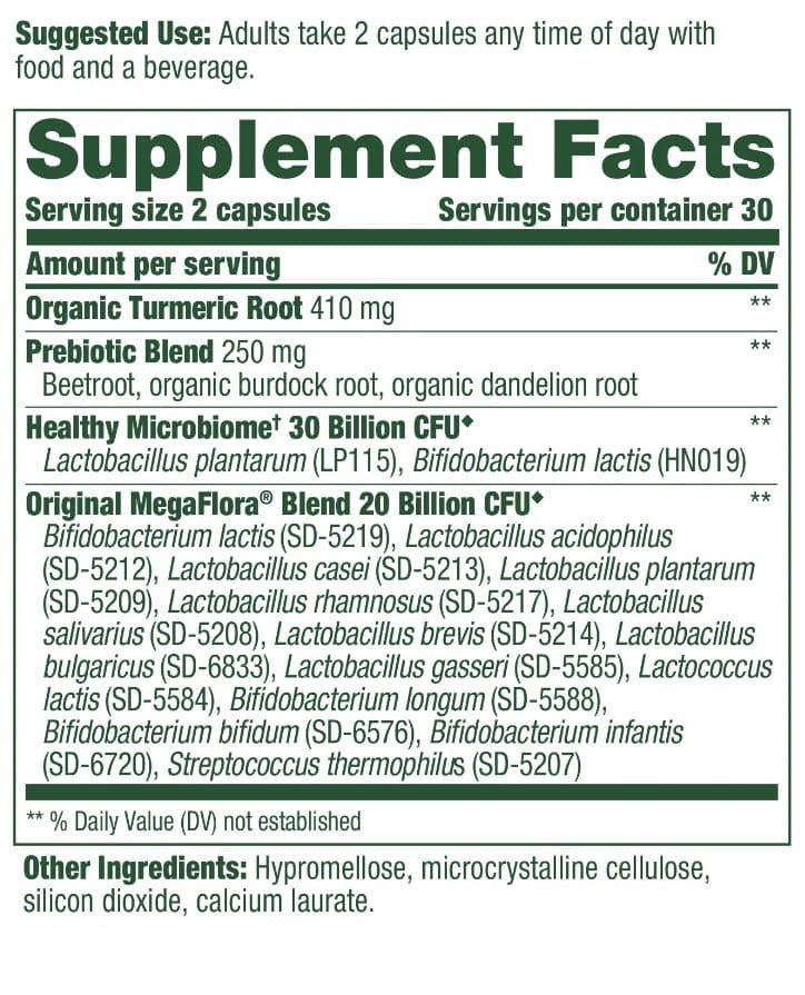 MegaFood MegaFlora Probiotic + Prebiotic + Turmeric (Formerly MegaFlora Probiotic with Turmeric)