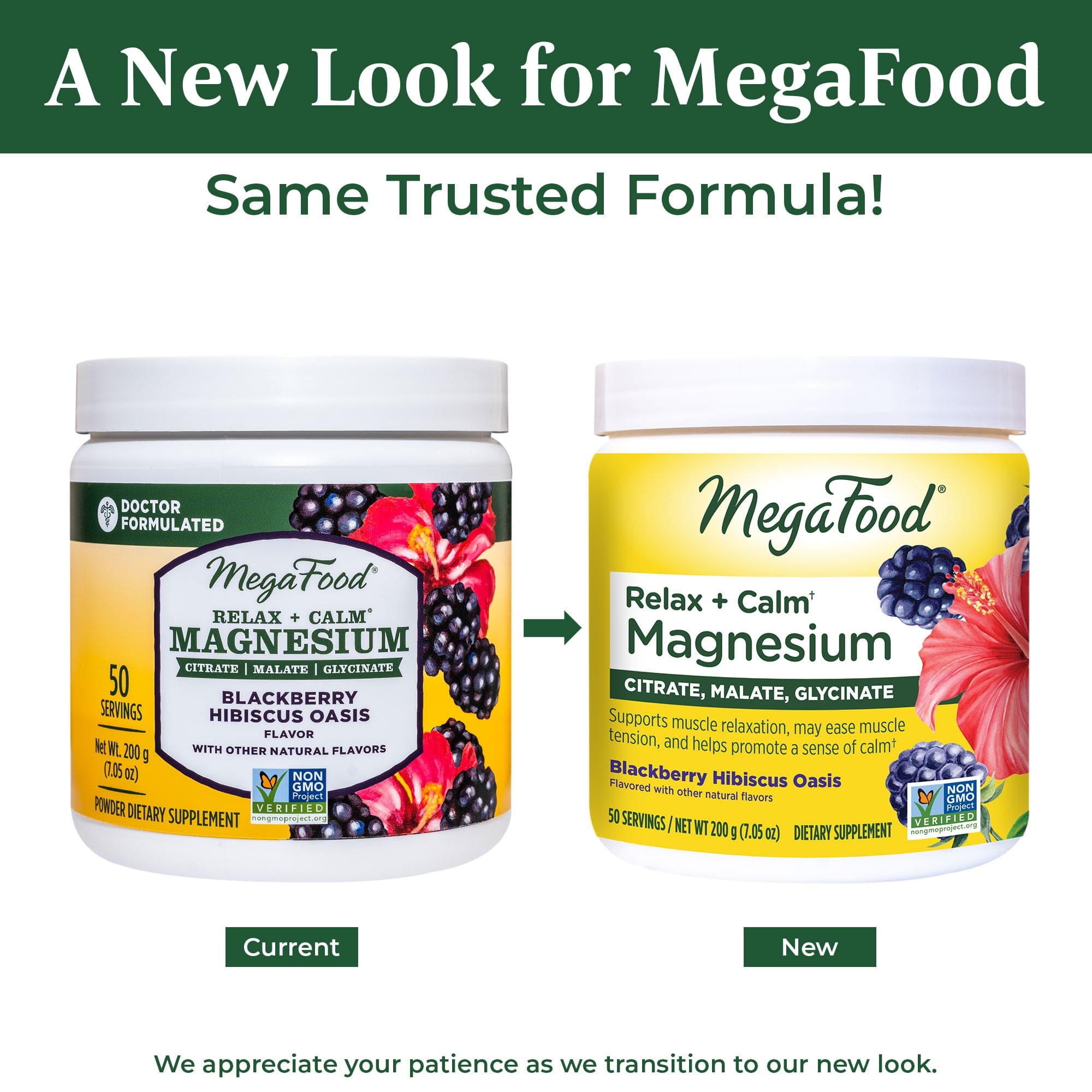 MegaFood Relax + Calm Magnesium Powder - Blackberry Hibiscus Oasis Flavor