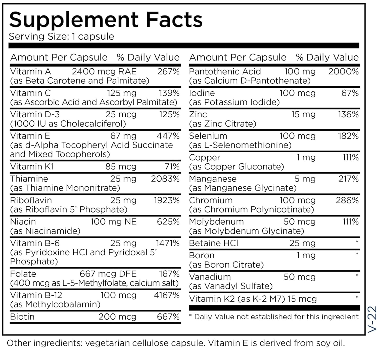 Metabolic Maintenance The Big One Plus without Iron Multivitamin