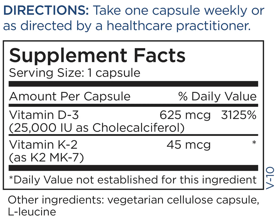 Metabolic Maintenance Vitamin D-3 25,000 IU with Vitamin K2 MK-7