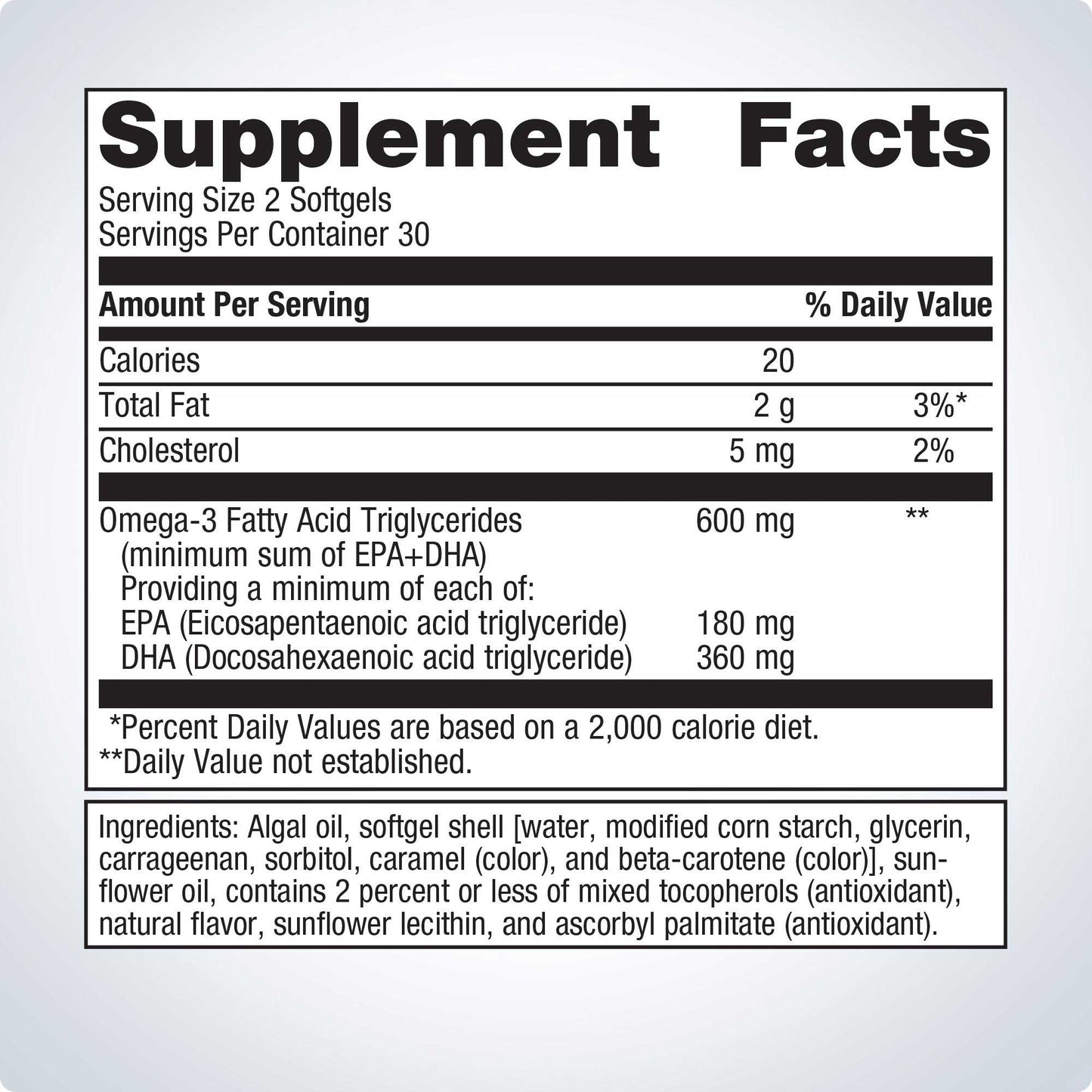 Metagenics OmegaGenics Algae Omega-3s 300 mg