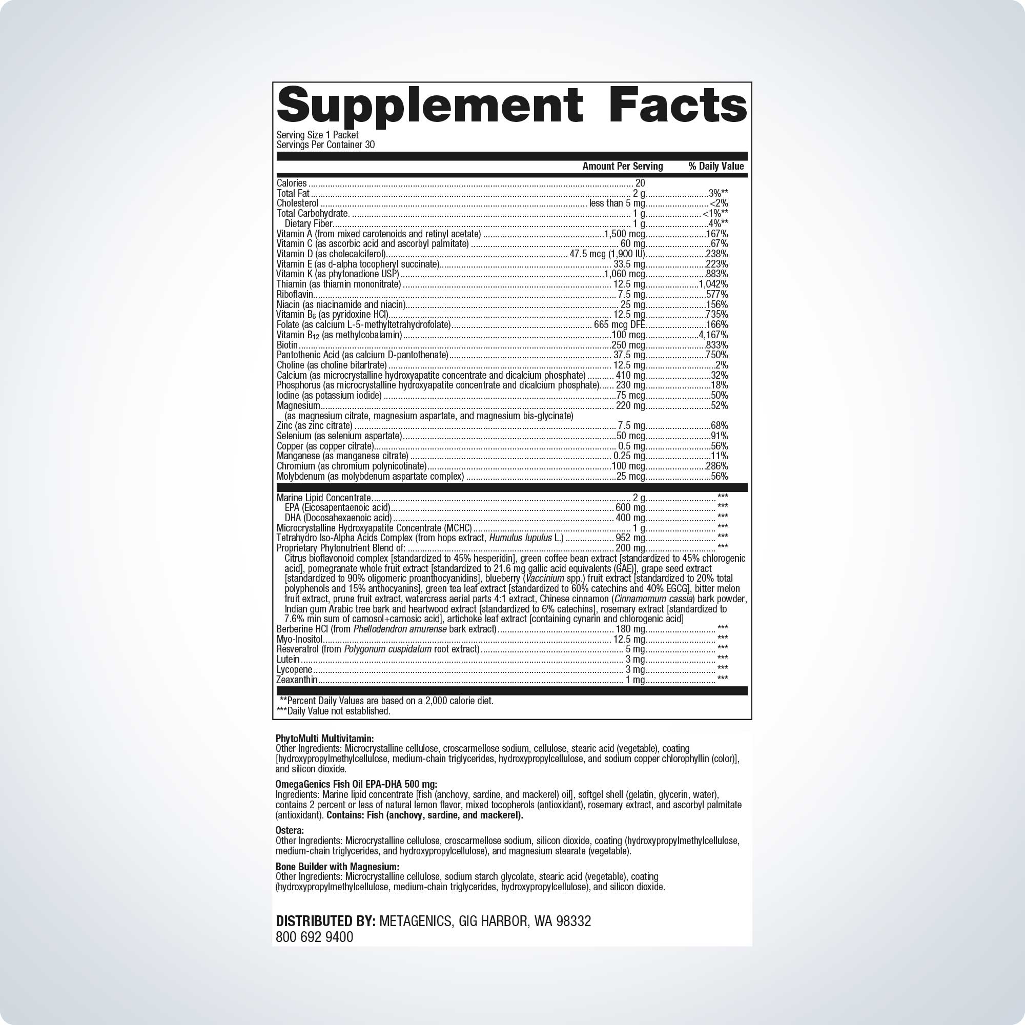 Metagenics Wellness Essentials Women's Prime Daily Packs