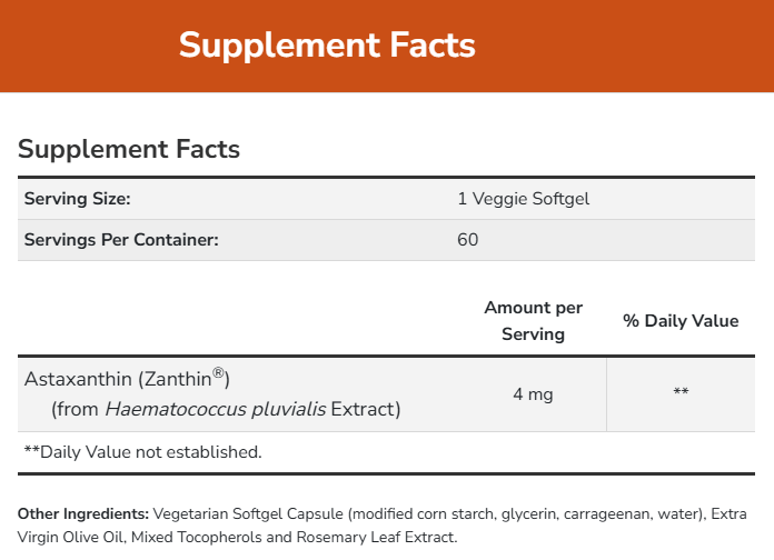 NOW Astaxanthin 4 mg