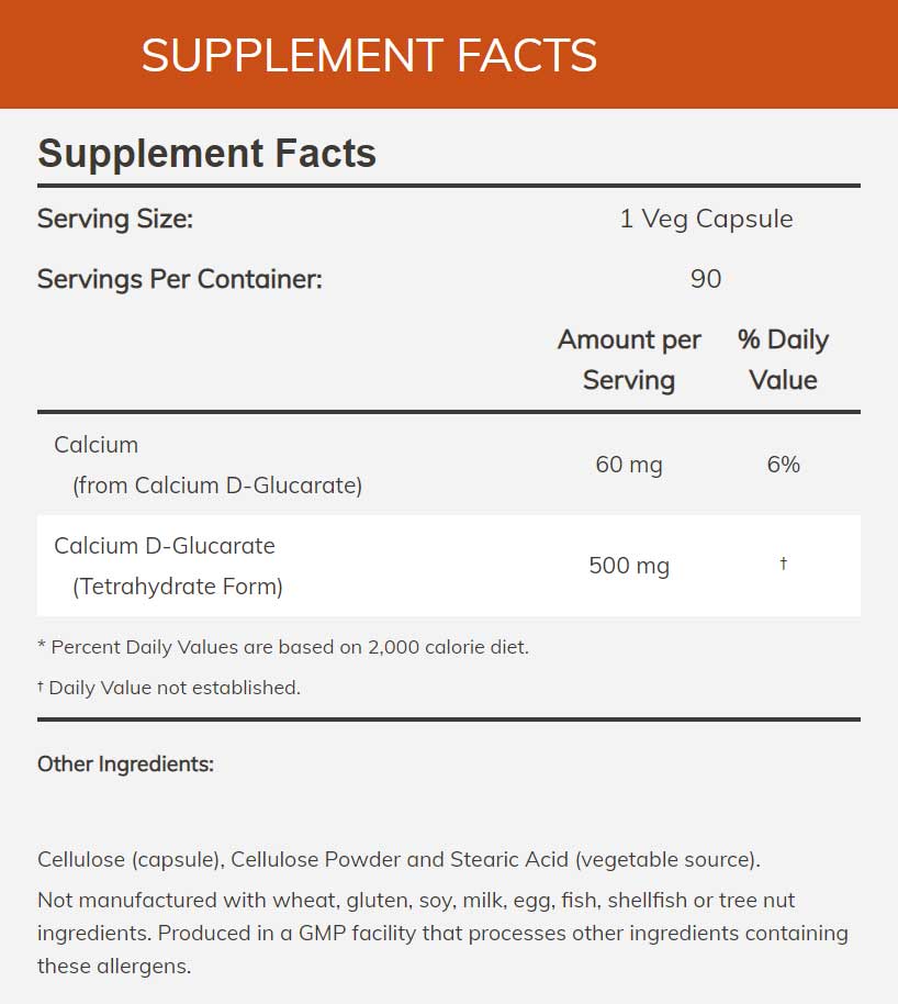 NOW Calcium D-Glucarate 500 mg
