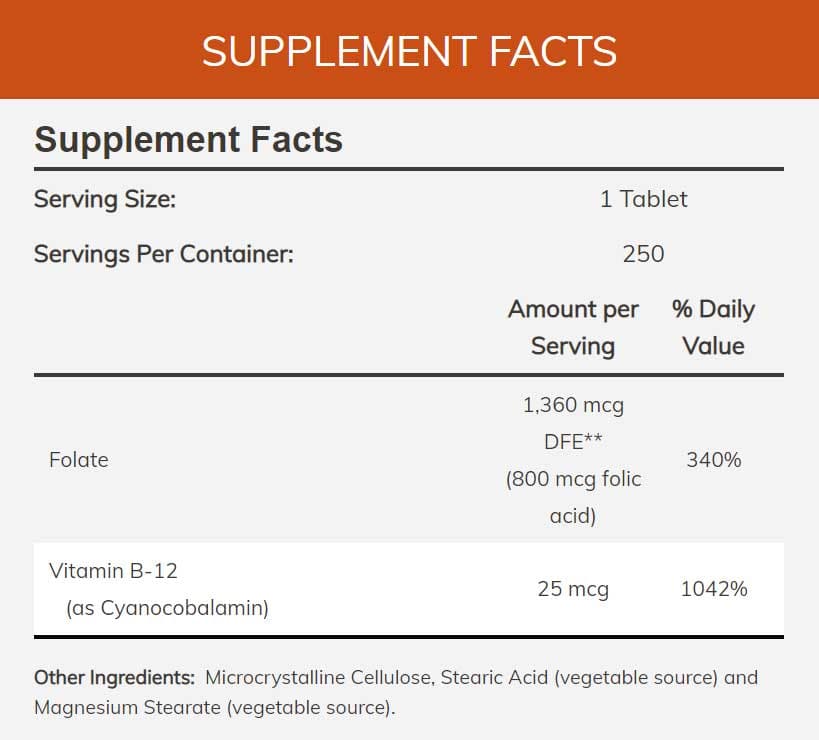 NOW Folic Acid 800 mcg