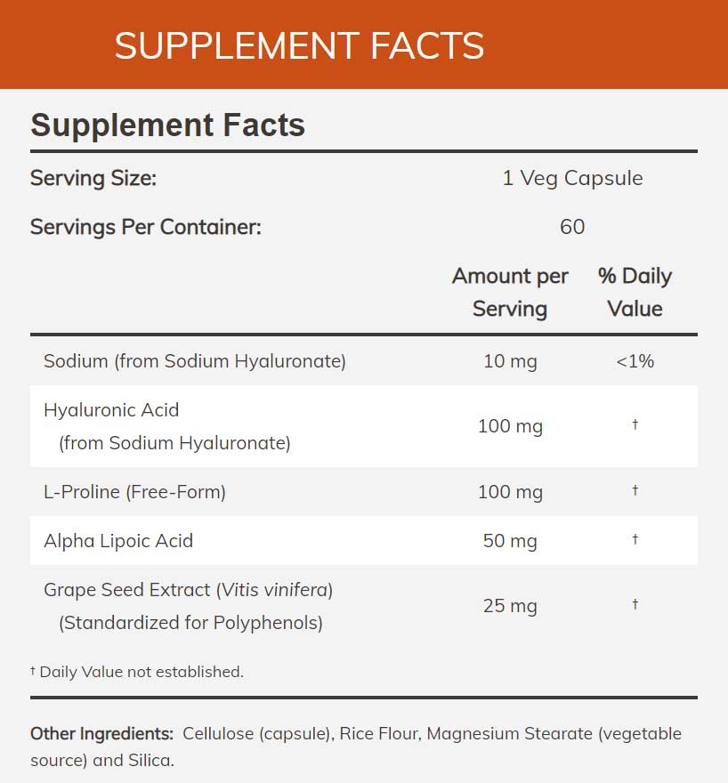 NOW Double Strength Hyaluronic Acid 100 mg