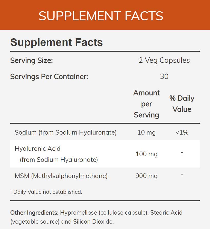 NOW Hyaluronic Acid with MSM 50 mg